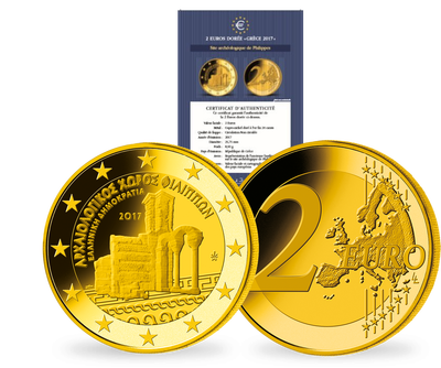 Frappe 2 Euros dorée « Site archéologique de Philippes » Grèce